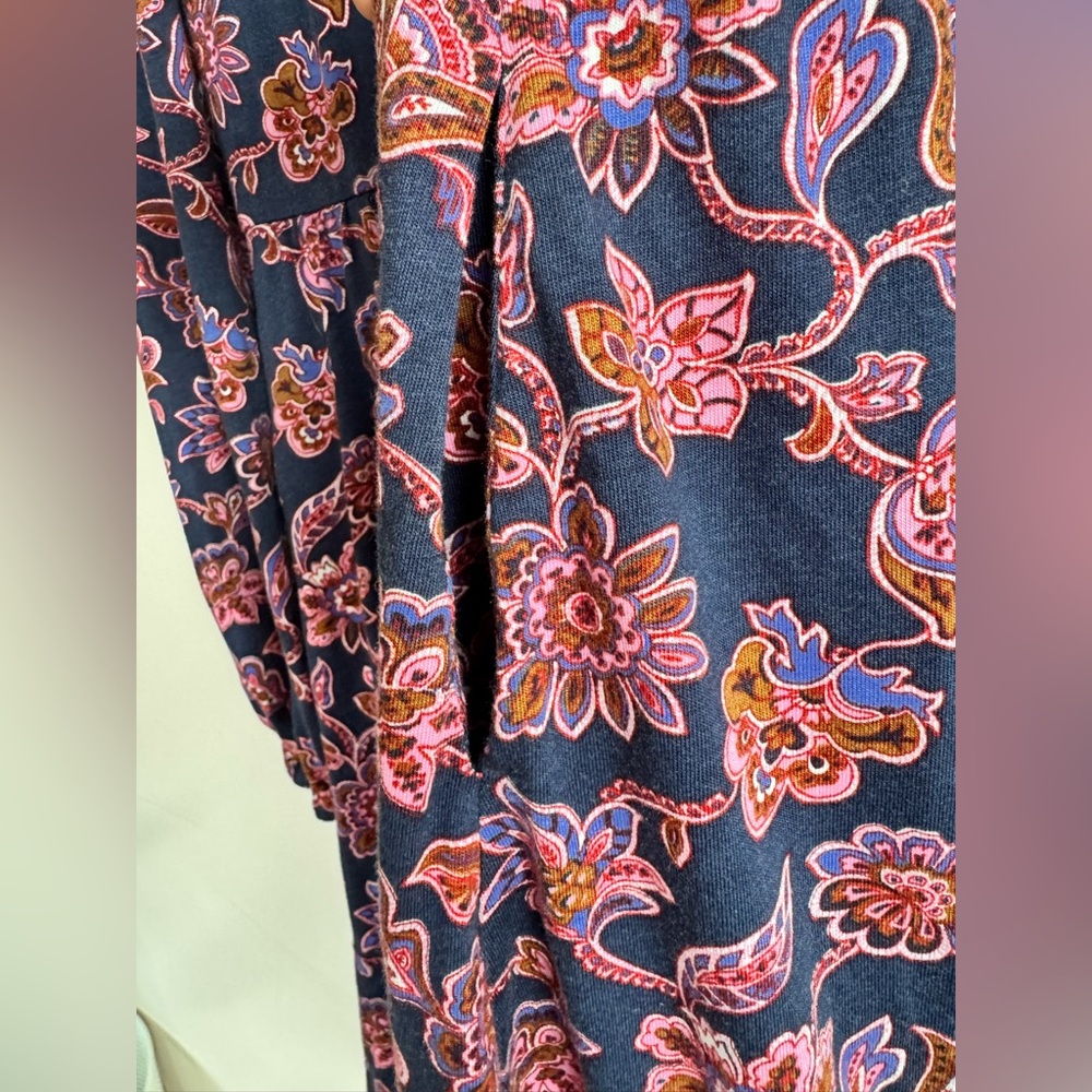 Boden Jemima Tiered Jersey Dress Rich Navy, Pink Ornate Pattern size 12 Regular - Picture 11 of 15